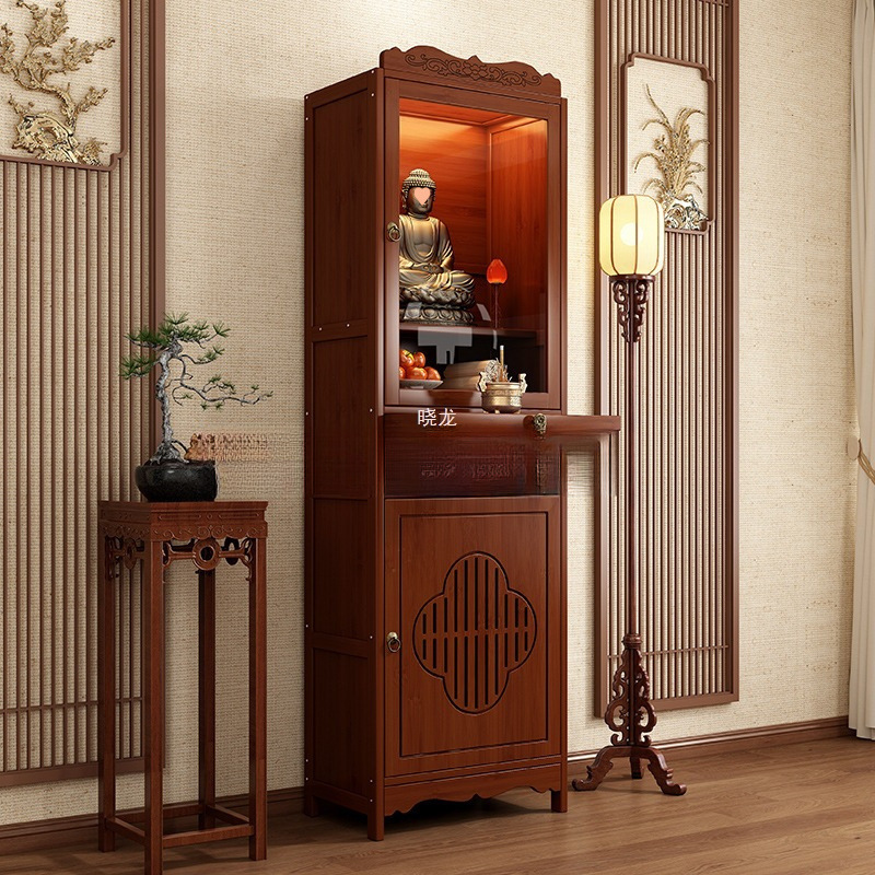 New Chinese-Style Standing Cabinet for Worshiping Guanyin and Buddha Statues, Household Non-Solid Wood Incense Burner
