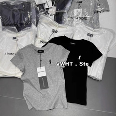 オリジナル品質サマーポニー刺繍半袖Tシャツレディースシンプルで万能なスリムフィット右肩万能トップスイン