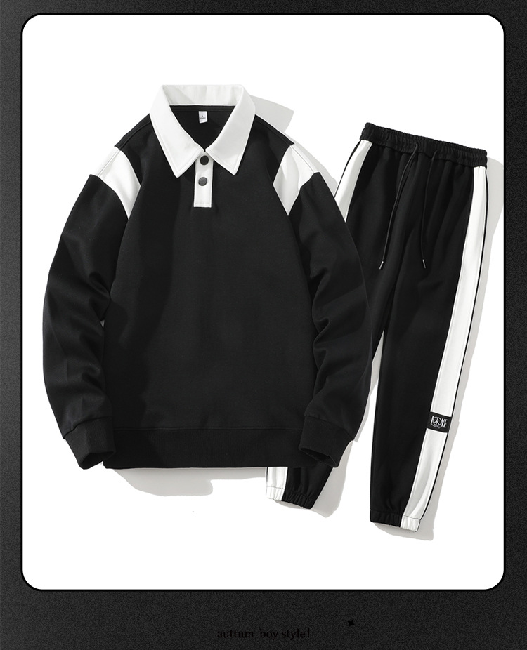 Herren Trainingsanzug Mit Langarm Poloshirt Und Freizeithose_voghion.com
