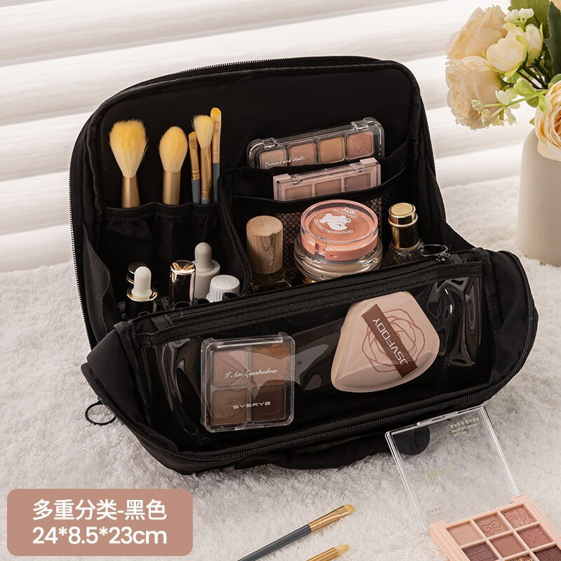 Bolsa de lavado portátil para mujeres de pie, bolsa de almacenamiento de maquillaje multifuncional de alta gama, bolsa de maquillaje de viaje, gran capacidad