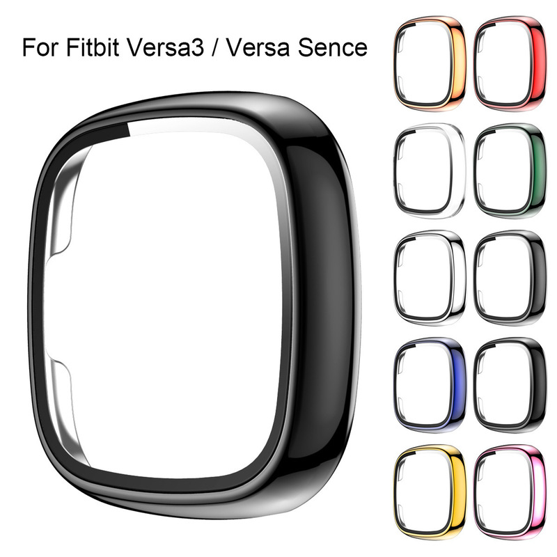 Suitable for Fitbit Versa3/Sense Smart Watch Protective Cover Electroplated Pc + Tempered Film Integrated Case Suitable for Fitbit Versa3/Sense Smart Watch Protective Cover Electroplated Pc + Tempered Film Integrated Case