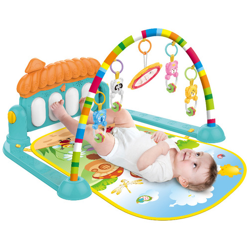 Cross-border English color box baby pedal piano toy newborn baby multi-functional piano fitness frame climbing mat