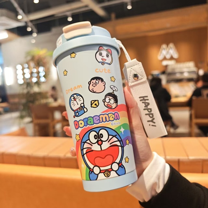 时尚铃兰咖啡杯卡通不锈钢保温杯 高颜值车载便携吸管水杯礼品网|undefined