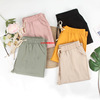 Summer bamboo colored trousers, plus size, cotton and linen, drawstring