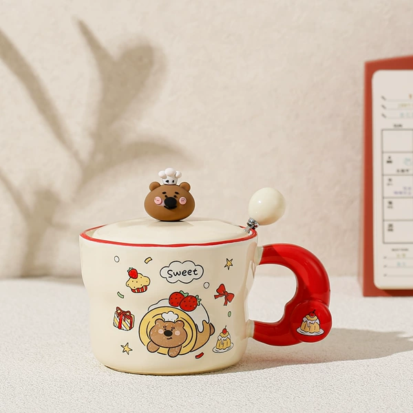 Red bear (Sweet model) cup + lid + spoon