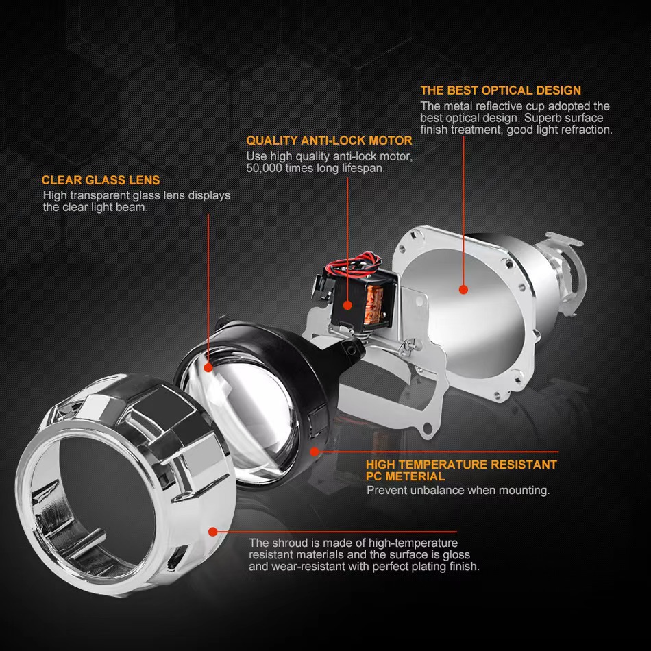 Cross-border explosions 2.5 inch Visteon HID dual-light lens suit H1 xenon lamp car LED headlight lamp