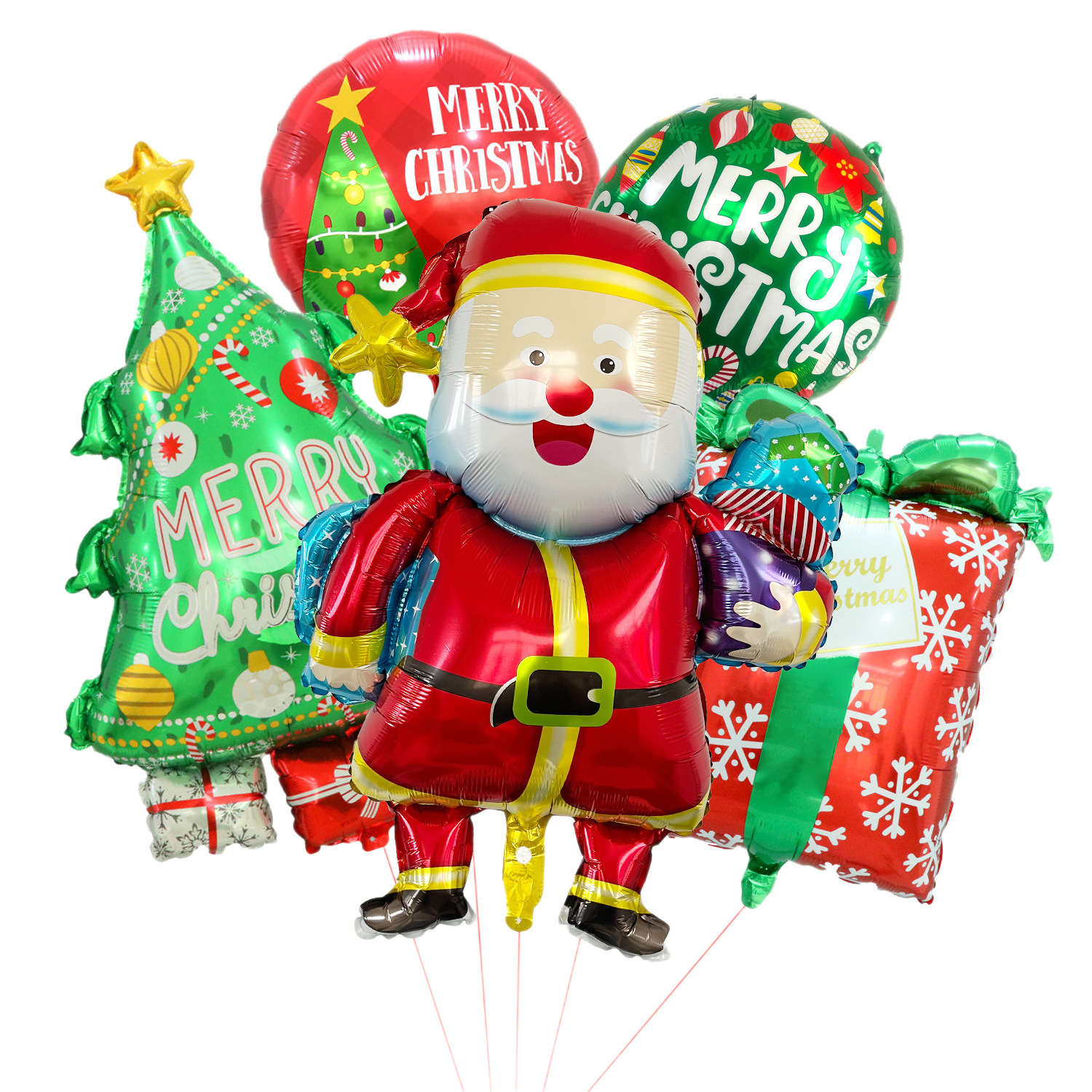Santa Claus transfronterizo caja de regalo de árbol de Navidad película de aluminio set de globos Navidad Nochebuena decoración de fiesta