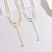 东莞钛钢饰品女高级感小方块轻奢小众不掉色不锈钢叠戴项链可定制