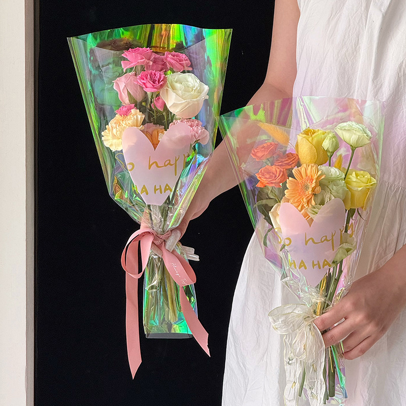 Huaxi Fancai deseo de una sola bolsa de flores, bolsa de flores, ramos de flores de Qixi, florista, bolsa de flores, papel