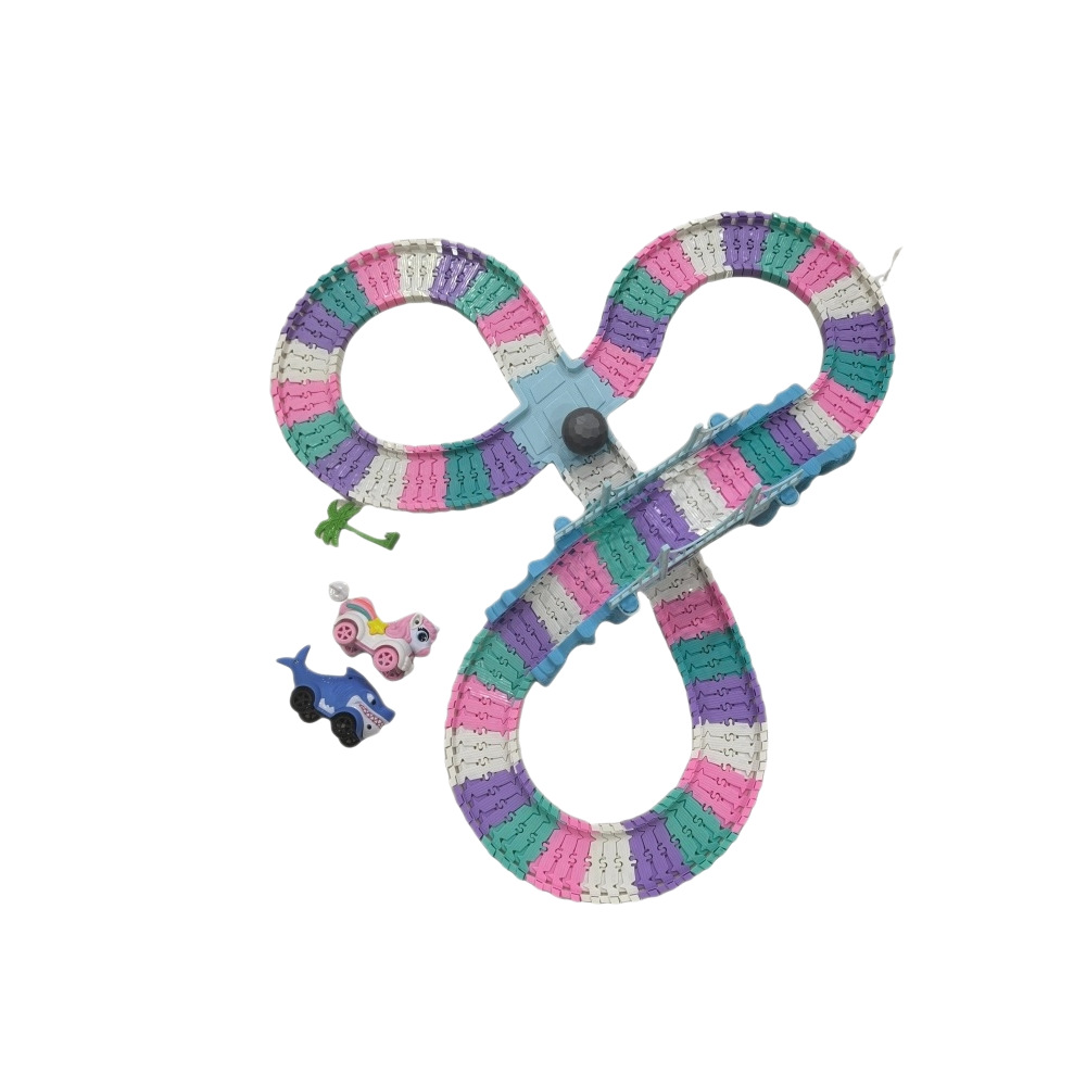 Transfronterizos unicornio eléctrico tren eléctrico carro catapulta locomotora ensamblaje DIY pista de carreras juguetes para niños