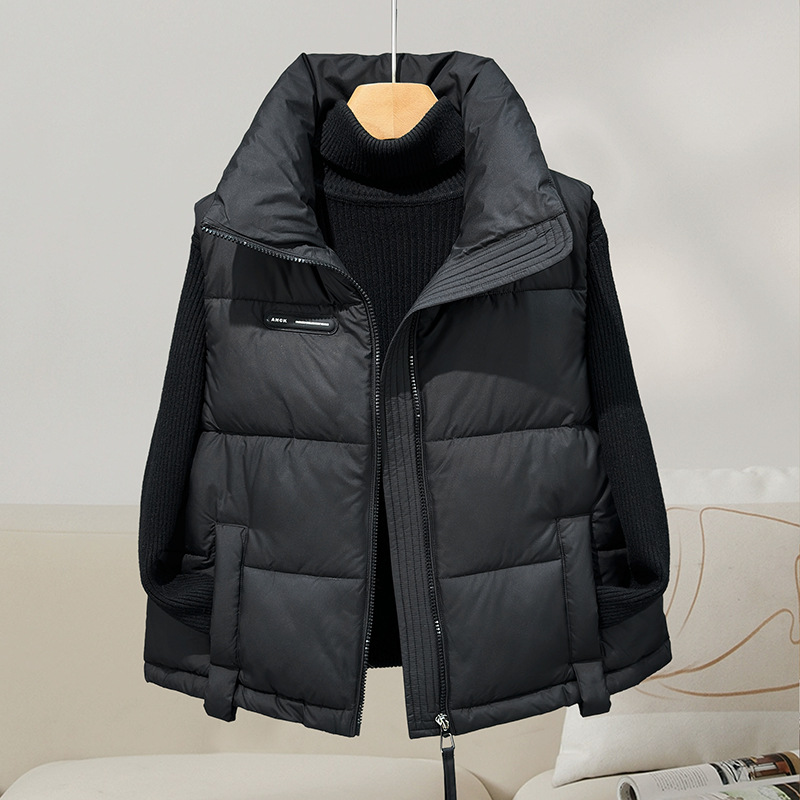 2025 otoño y invierno nuevo chaleco de algodón europeo y americano ligero de cuello caliente exterior chaleco de moda estadounidense