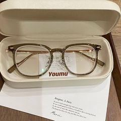 Xiaohongshu's same anti-blue light flat mirror for women, cold brown color, whitening and slimming, can be matched with myopia glasses frame