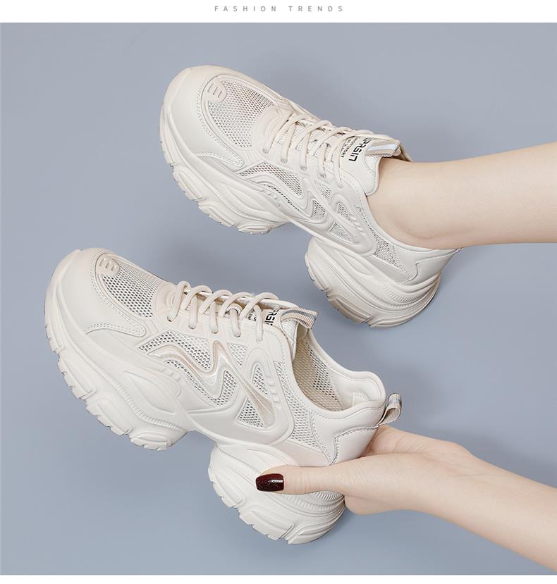 Giày sneaker nữ đế dày trắng mùa hè 2025 đế mềm thoáng khí — JST 1826-2 màu đen, JST 7142m bạc, JST 7009-1 xám xanh, JST 1826- 2m Trắng chi tiết 4