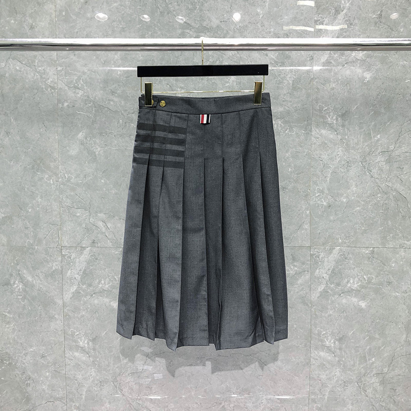 TIME BREATHE pleated skirt tb women's spring and autumn black…