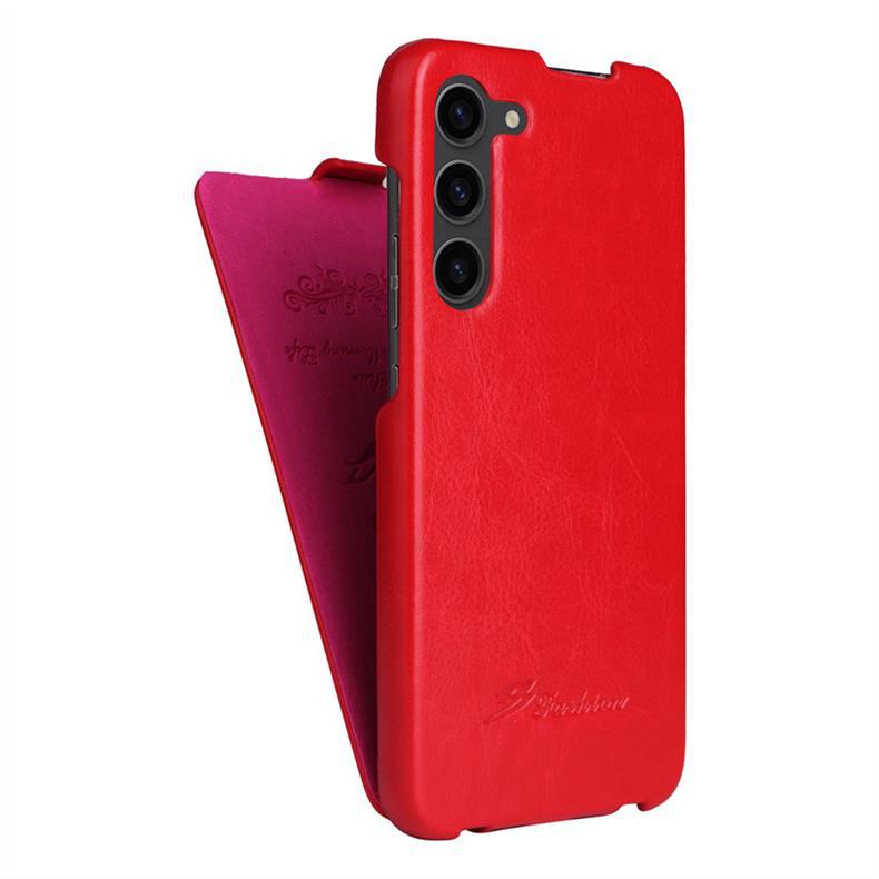 适用iPhone17 Air疯马纹上下翻盖手机皮套S26Plus保护套超薄商务