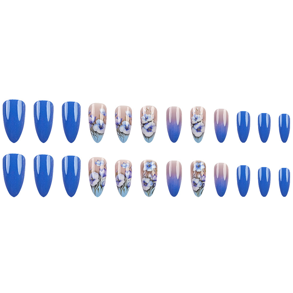 Ventas transfronterizas de lirio flor manicura azul gradiente de gota de agua parche de uñas de alta calidad Uña image 6