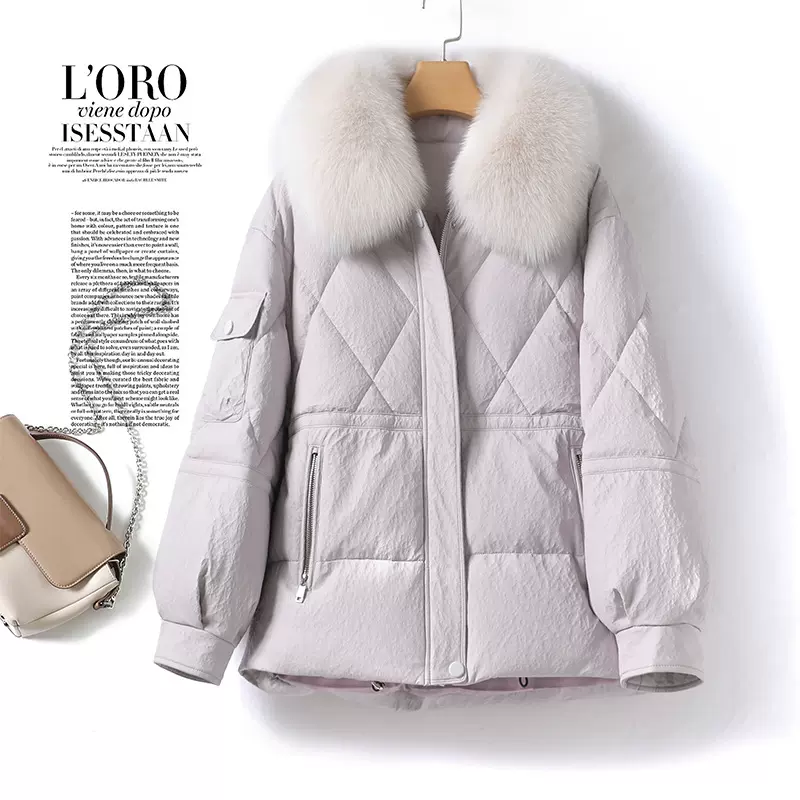 2025冬新款海宁狐狸毛领真皮羽绒服女短款绵羊皮衣外套时尚显年轻