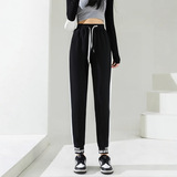 120-350斤大码女装2025冬季新款胖mm加绒休闲宽松显瘦束脚裤，女装休闲裤，变形策服饰