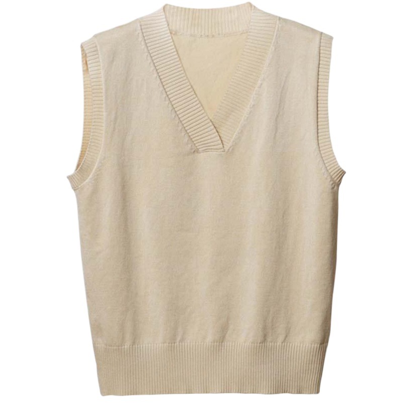 Chaleco de punto de las mujeres para Primavera, Otoño e Invierno Nuevo estilo coreano elegante con cuello en V de las mujeres más el suéter flojo del tamaño para el desgaste externo