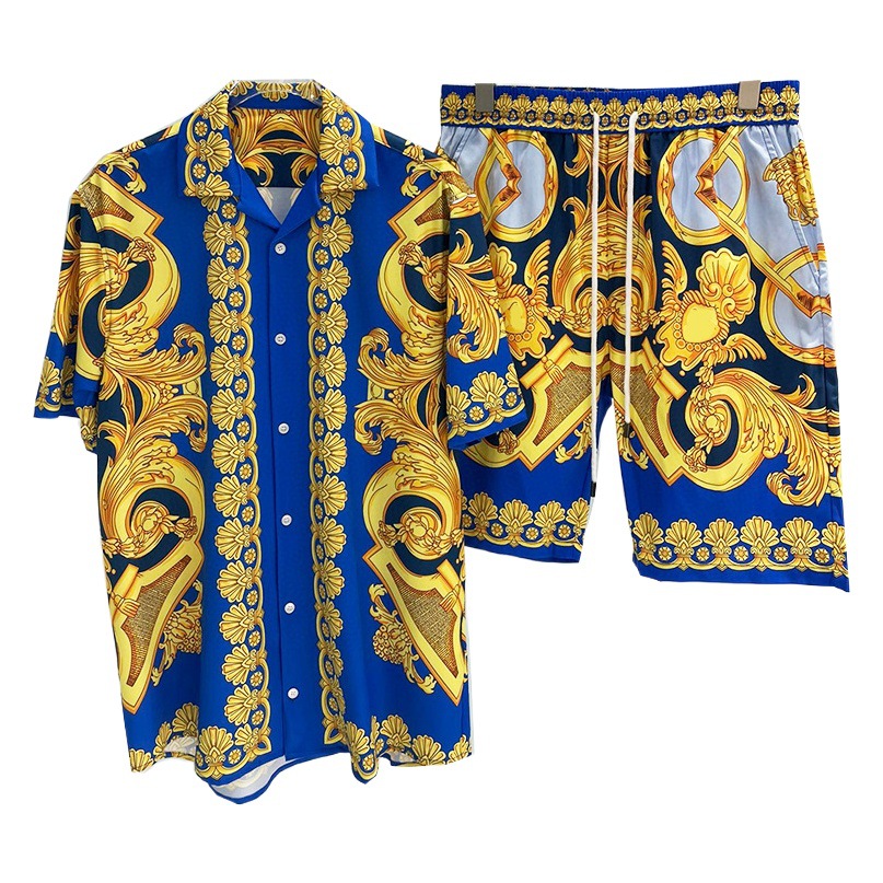 2023 verano nueva moda europea y americana transfronteriza Comercio exterior moda casual hombres jóvenes camisa de manga corta Camisa pantalones de playa