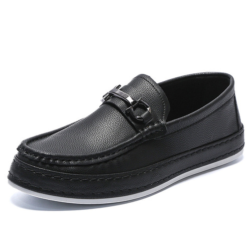 Men's Slip-on Casual Leather Shoes, British Style Fashion Trend, Thick Heel Height, Soft Sole, 