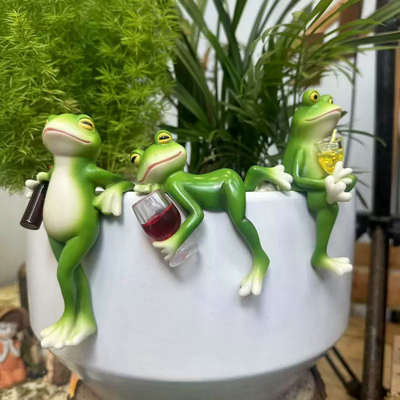 青蛙盆挂花盆边缘悬挂装饰玻璃鱼缸挂件户外庭院仿真动物树脂摆件