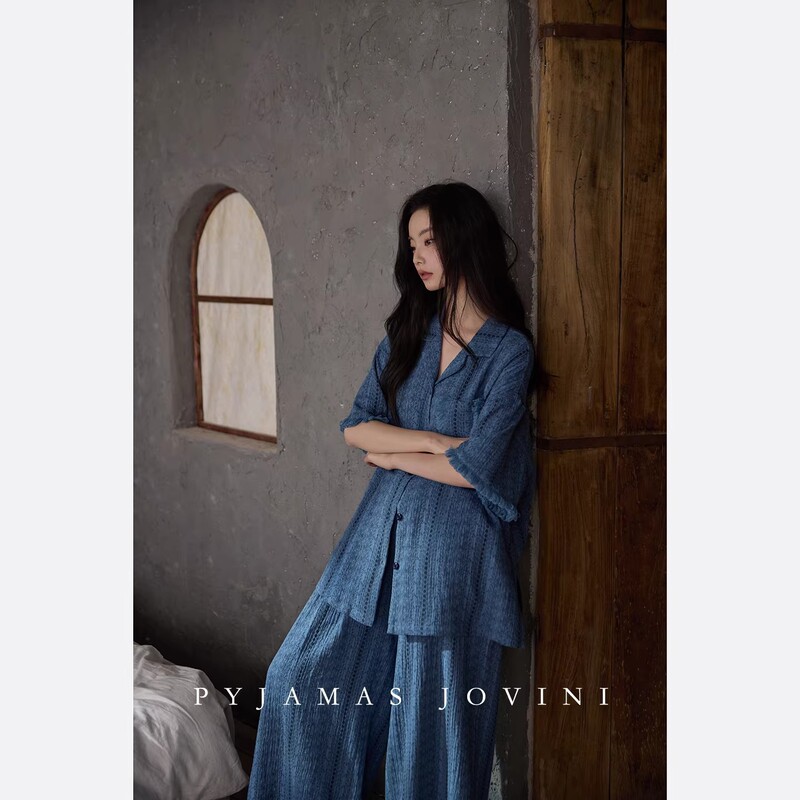 Pajamas for Girls, High-End Summer New Style, Cloud Cotton Short-Length Lapel Short-Sleeved Trousers, Casual Home Wear Two-Piece Set Pajamas for Girls, High-End Summer New Style, Cloud Cotton Short-Length Lapel Short-Sleeved Trousers, Casual Home Wear Two-Piece Set