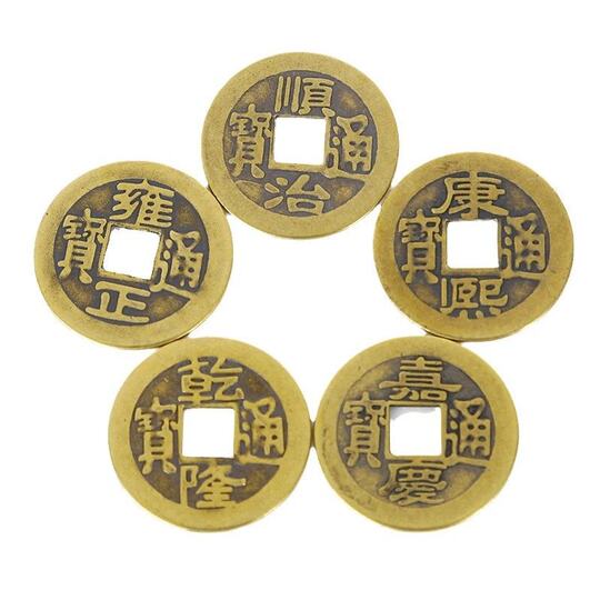 Real copper antique feng shui copper money five emperors ten emperors 2.3cm brass five emperors money crafts accessories pressure threshold manufacturers