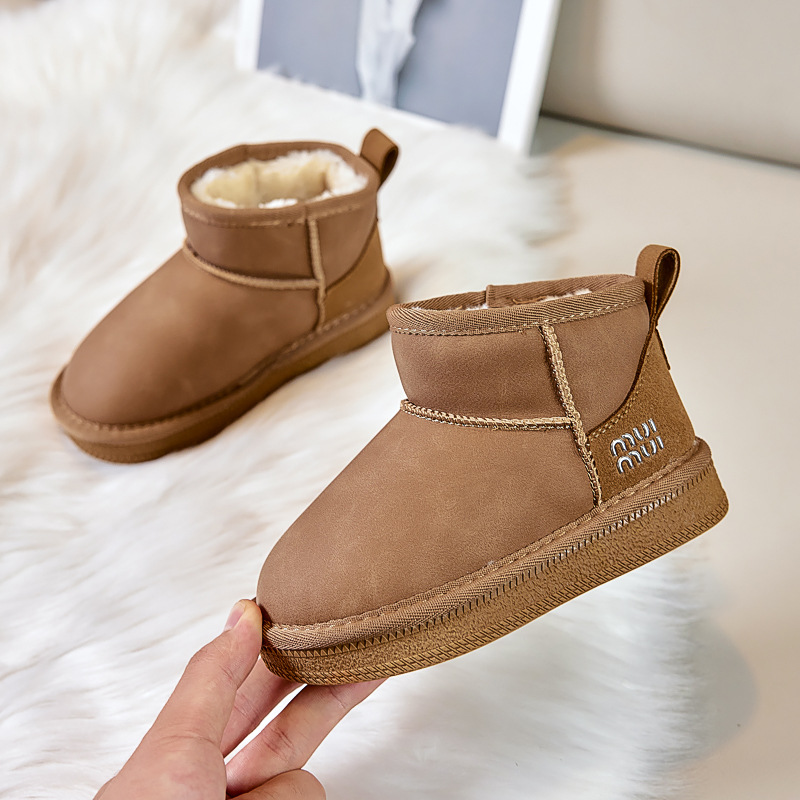 2026 Winter Children's Snow Boots, Low-Cut Slip-On Cotton Shoes for Boys and Girls, Thickened Warm Shoes for Older Children