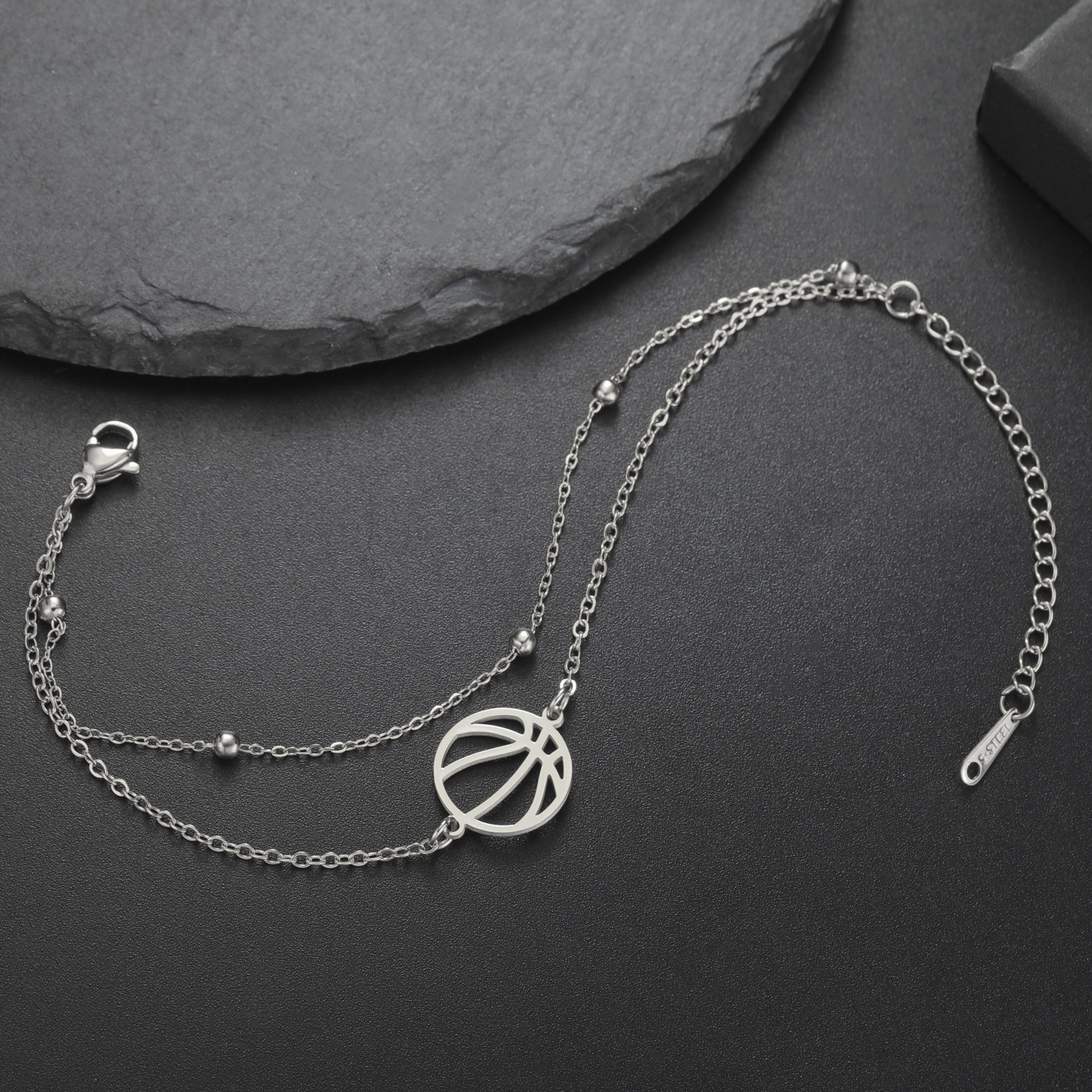 1 Piece Quantity Daily Occasion Simple Style Basketball 304 Stainless Steel Bracelets In Bulk