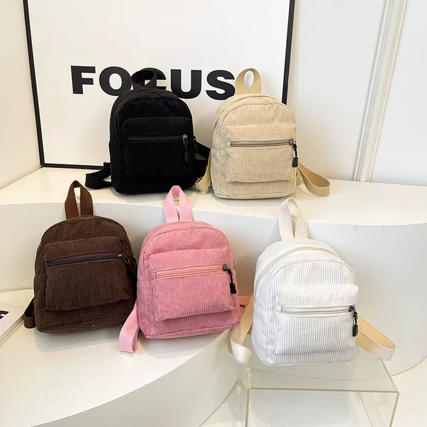 Retro Velvet Backpack Corduroy Small Backpack New Women's Bag Korean Style Simple Casual Girl's Small Schoolbag for Women