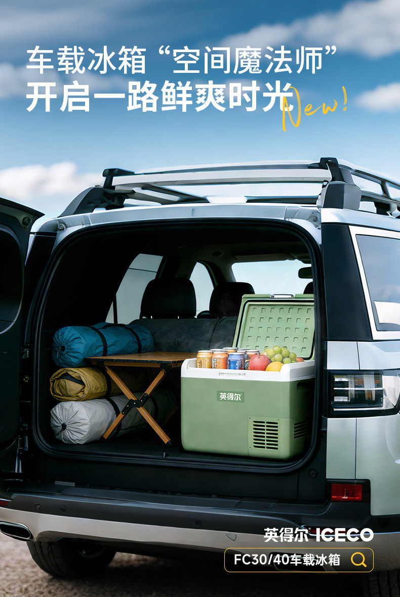 Inder Car Refrigerator Fc30/40L Dual Compartment Refrigeration and Freezing 12V/24V for Large Trucks and General Household Use