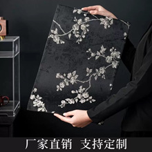 织锦缎刺绣白色牡丹茶席中式复古茶桌垫桌布隔热垫桌旗干泡席