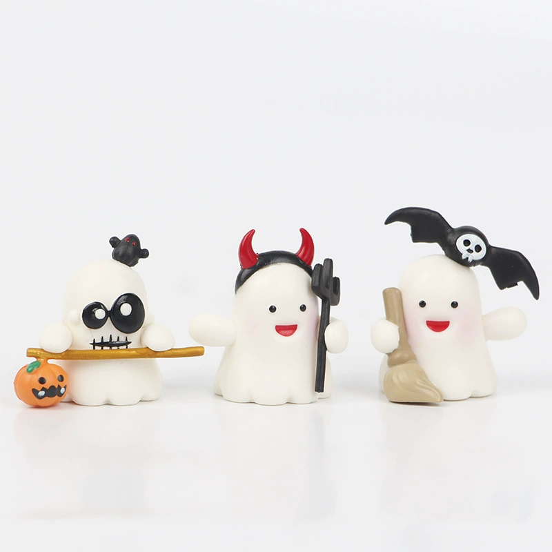 Ghost pumpkin lantern, small flashlight, micro landscape, minifigure, halloween