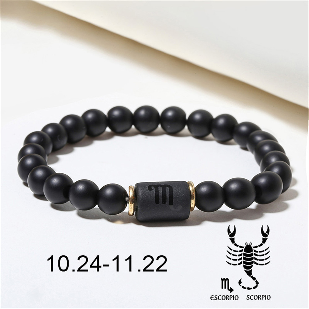 Wholesale Jewelry 12 Constellation Pattern Black Frosted Agate Beaded Bracelet Nihaojewelry display picture 4