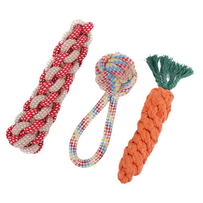(2개) 재고 개 장난감 국경 프리스비 애완 동물 공 강아지 장난감 물린 저항하는 밧줄 매듭 당근 소리 닭
