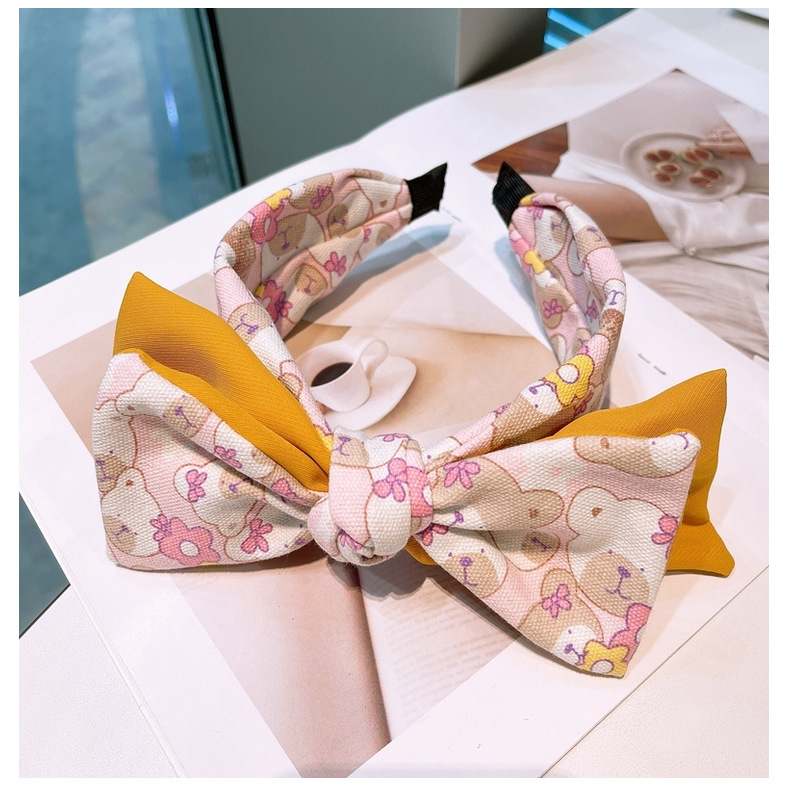 Korea Bear Color Matching Bow Hair Band display picture 4