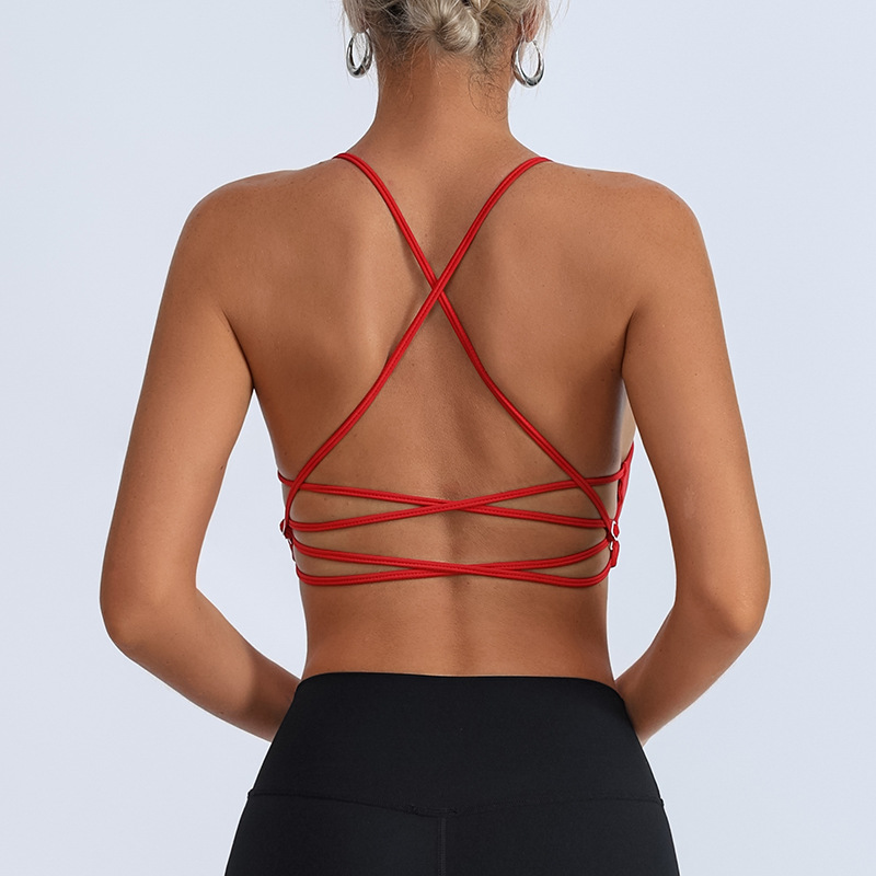 Europa y los Estados Unidos jóvenes desnudos sensación de bra de fitness mujer cinturón de hombro delgado belleza de espalda ropa interior deportiva cruzada chaleco de yoga rápido seco