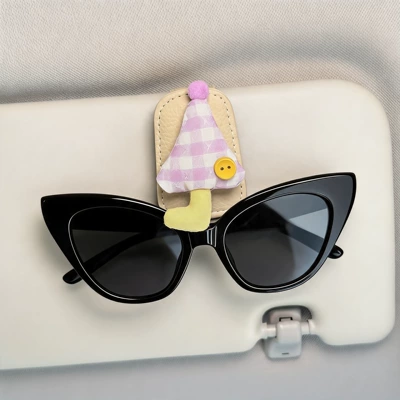 2026 New Car-Mounted Glasses Clip for In-Car Use, Sunglasses Storage Clip, Sun Visor Glasses Holder, Cute Magnetic Clip for Women (Car Glasses Clip/Bill Clip) - purple-umbrella-glasses-clip