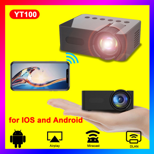 New Small Home Projector AMZ Factory YT100 with Wireless Connection to Phone Portable Mini 60
