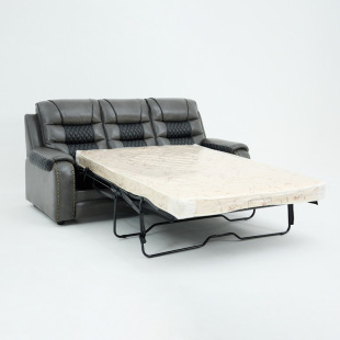 European Modern Leather Sofa First Layer Cowhide Electric Retractable Function Sofa Bed All-In-One Small Apartment Living Room