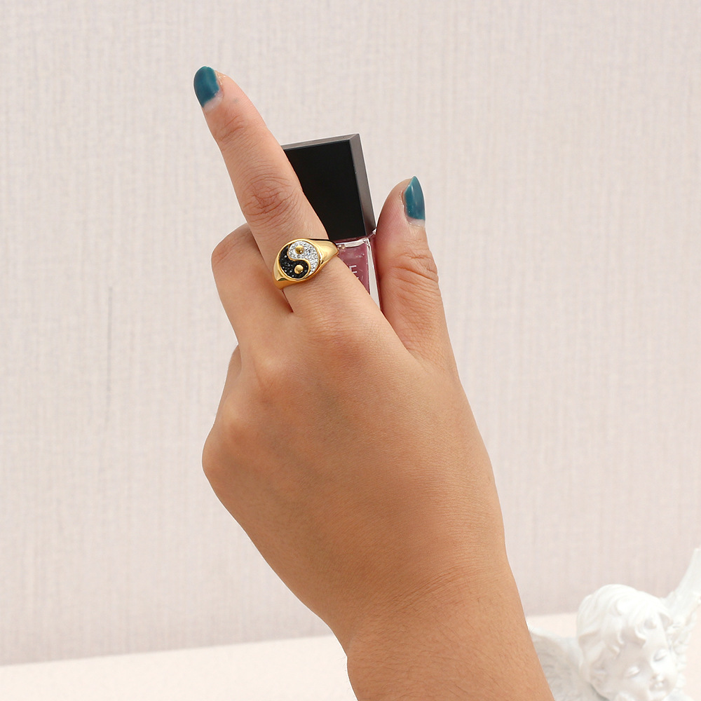 Simple Style Geometric Stainless Steel Rings Inlay Rhinestone Stainless Steel Rings