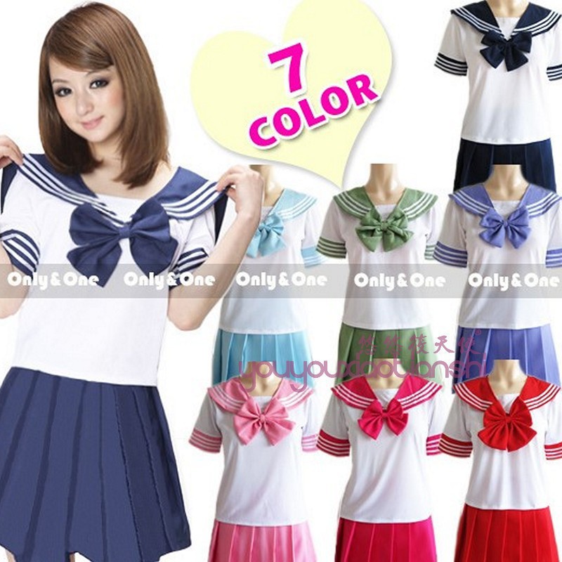 Seven-Color Elastic Sailor Uniforms for College Students, Suitable for All Seasons, Game Uniforms, Role-Playing, and Sports Events