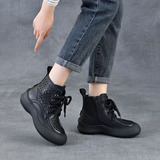 以一 Martens, кожаные ретро дышащие короткие сапоги, воловья кожа