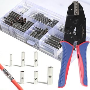 Aikoolwer Non-Insulated Butt Connectors Crimper Kit Crimping Tool 240Pcs Awg24-8
