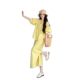 Spring wear a set of temperament Korean high-end sense beautiful fashion foreign style yellow shirt dress women