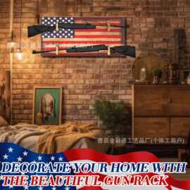 跨境木制玩具步枪架壁挂式悬挂式木制玩具枪架创意木制步枪玩具架