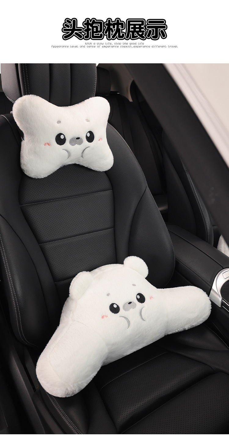 Car Seat Cushion Made of Linen Material with Seal Pattern, Suitable for All Seasons, Available as a Single Piece or a Three-Piece Set, with Optional Car Ventilation Cushion