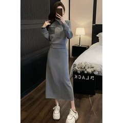 高级感休闲运动套装女春秋2025新款时尚减龄灰色卫衣半身裙两件套