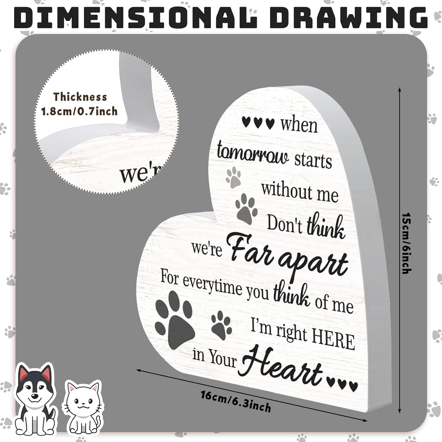 Creative PET Memorial message Board decoración de escritorio de madera en forma de corazón decoración de tarjetas de madera